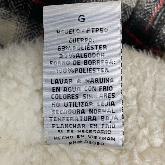 Ci Cono Plaid Flannel Sherpa Shacket Jacket Womens L Gorpcore Cabincore Cozycore - Picture 9 of 11